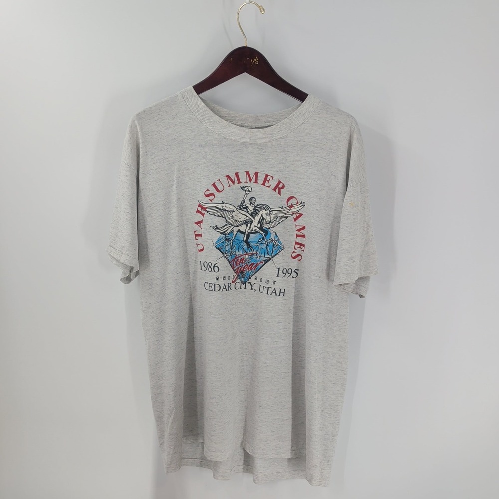 Vintage 90's Utah Summer‎ Games Anniversary Cedar City Graphic T-Shirt Gray
